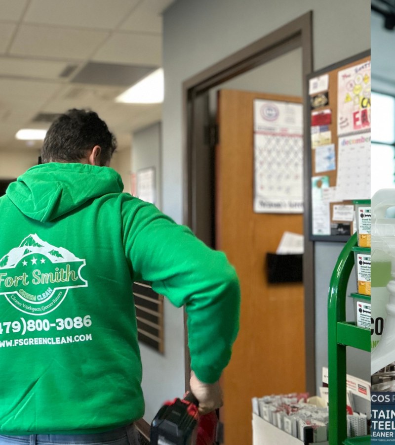 Fort Smith Green Clean technician working inside a commercial building
